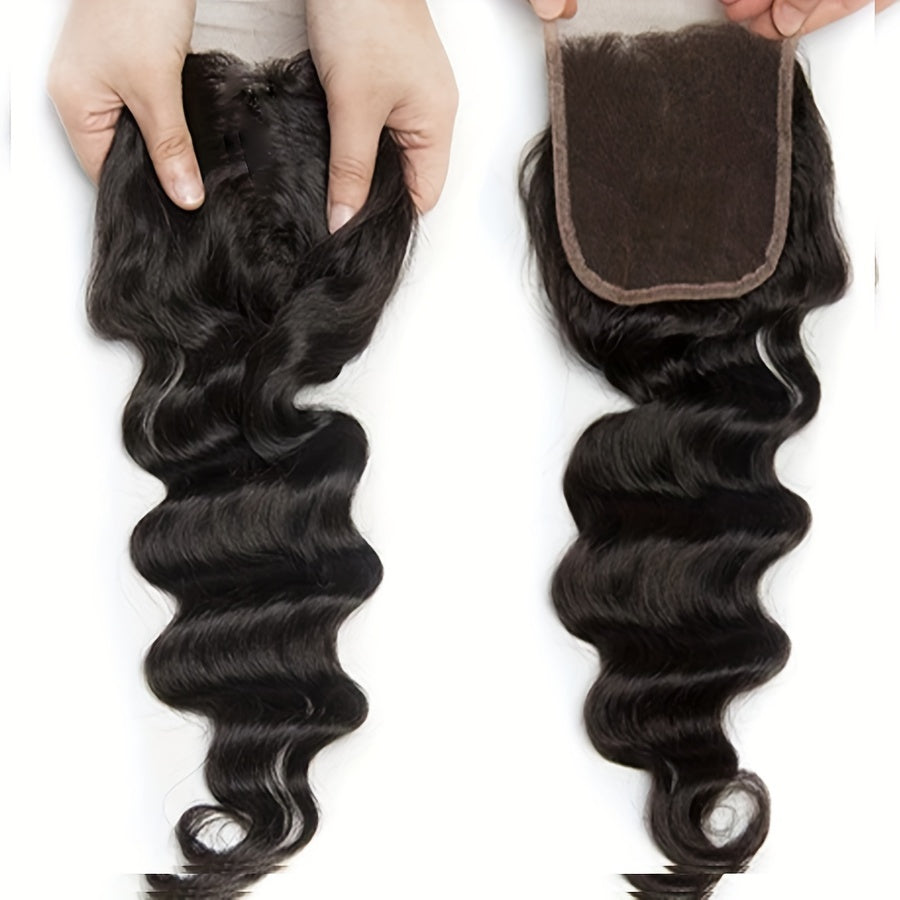 Loose Wave Human Hair Bundles with 4x4 closurePeruvian Hair extension Human Hair Bundles Loose Wave Closure Virgin Hair Weave Bundles Human Hair 3 Bundles with Closure